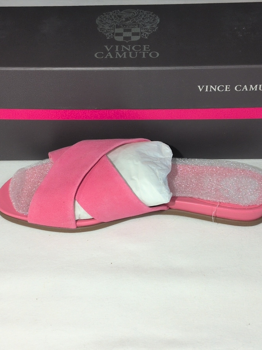 Vince Camuto Pink Cross-Band Slide Sandal